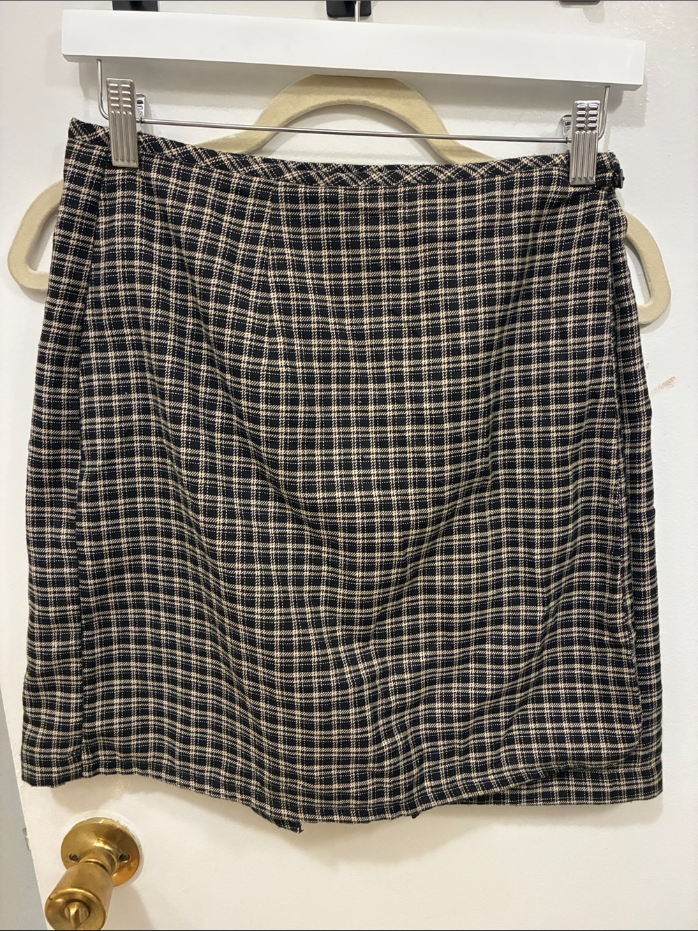 Classic Black and Cream Plaid A-Line Skirt Dark Academia Preppy